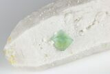 Green, Octahedral Fluorite on Milky Quartz - Inner Mongolia #181708-1